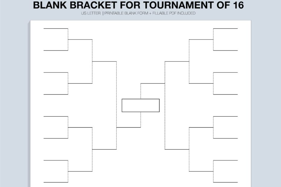 Blank Tournament Bracket Printable Fillable PDF Single Elimination Etsy New Zealand