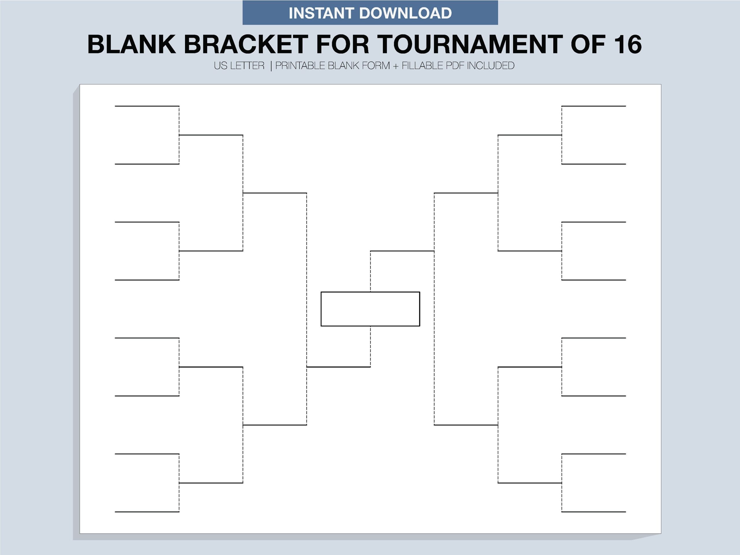 Blank Tournament Bracket Printable Fillable PDF Single Elimination Etsy New Zealand