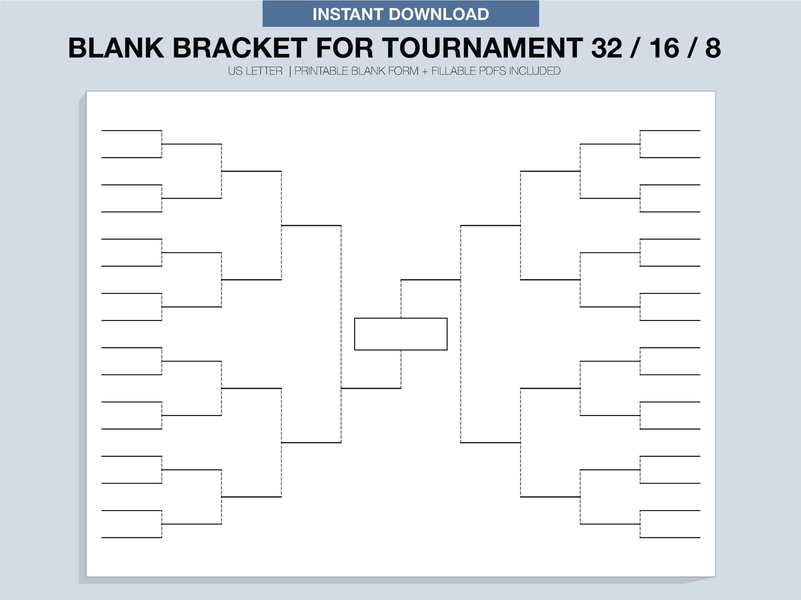 Blank Tournament Bracket Printable Fillable PDF Single Elimination Etsy New Zealand