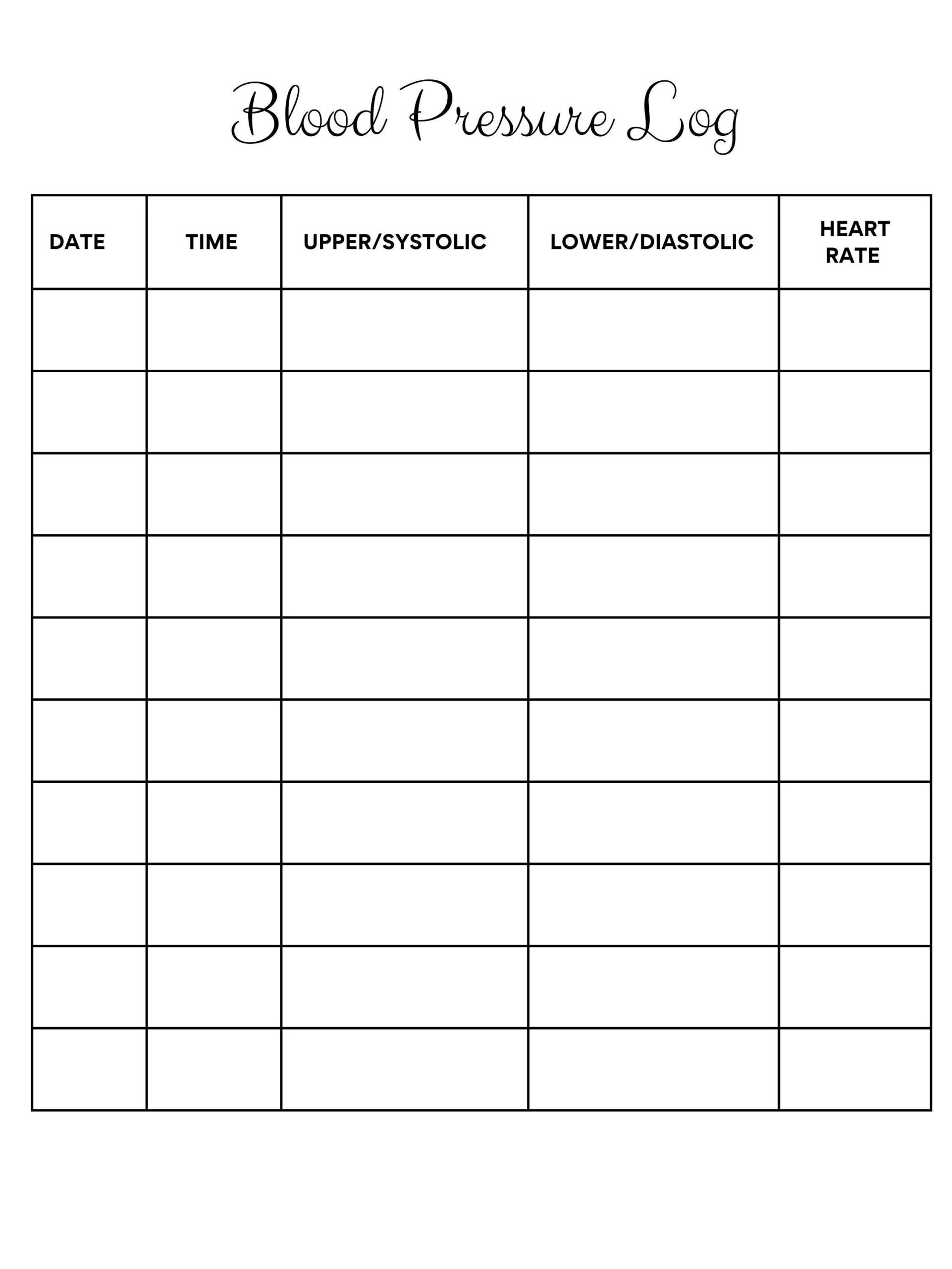 Blood Pressure Log Etsy