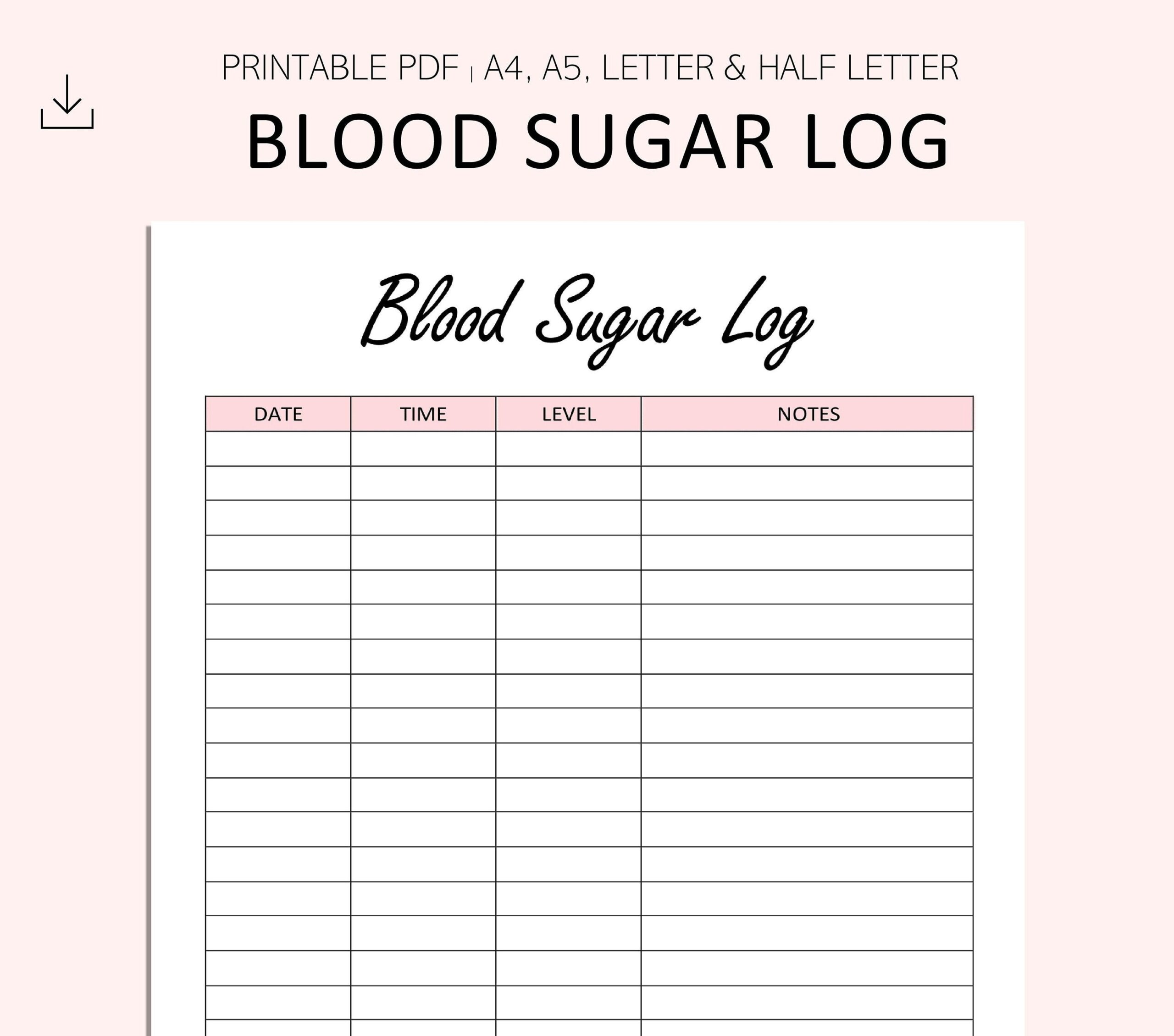printable blood sugar logs