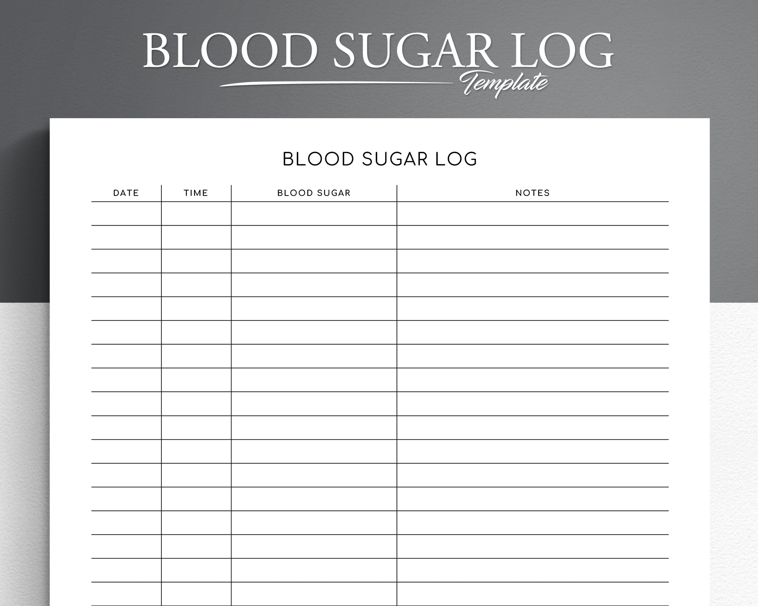 Blood Sugar Log Printable Blood Sugar Tracker Editable Printable 