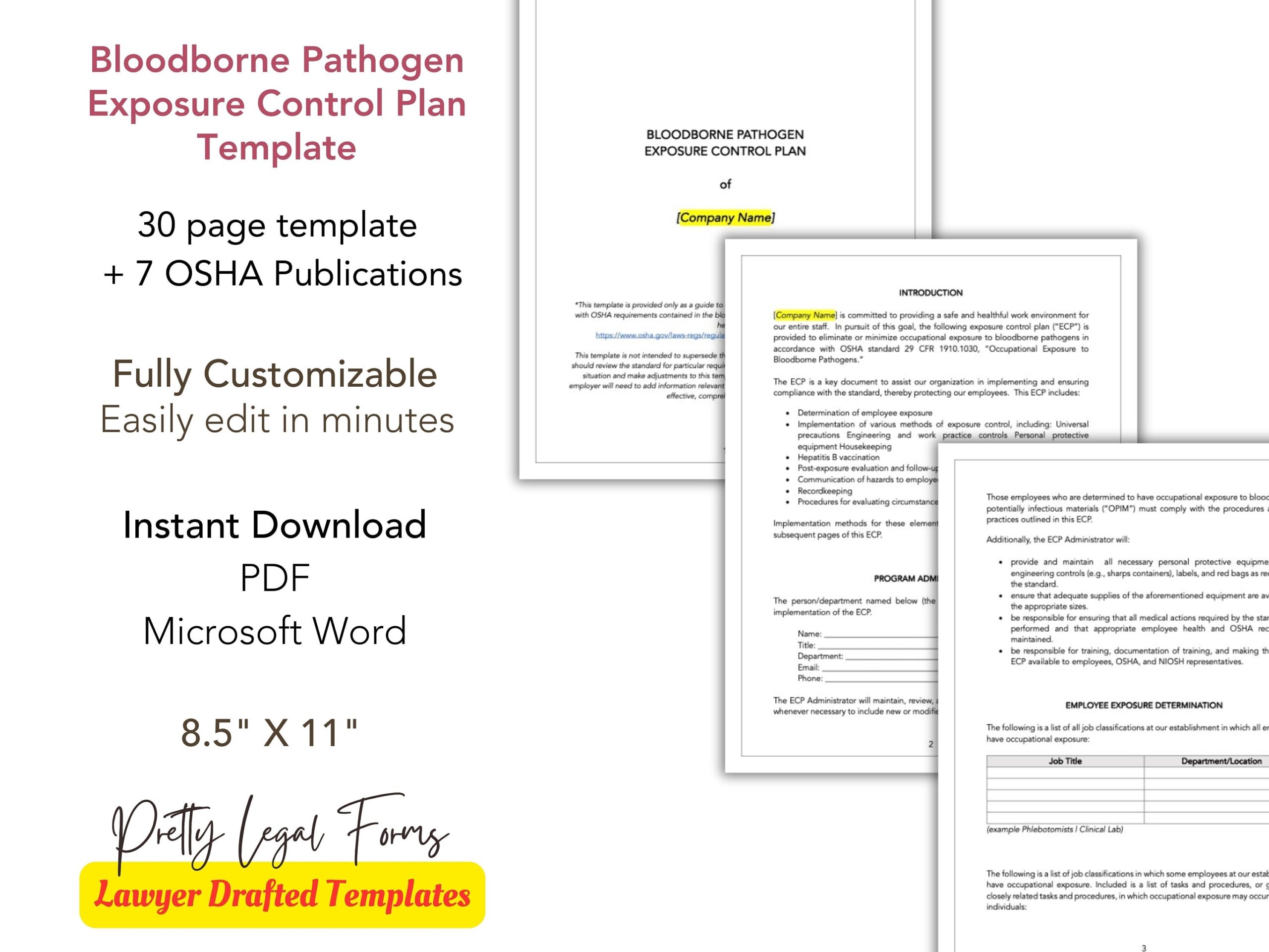 bloodborne pathogens exposure control plan template