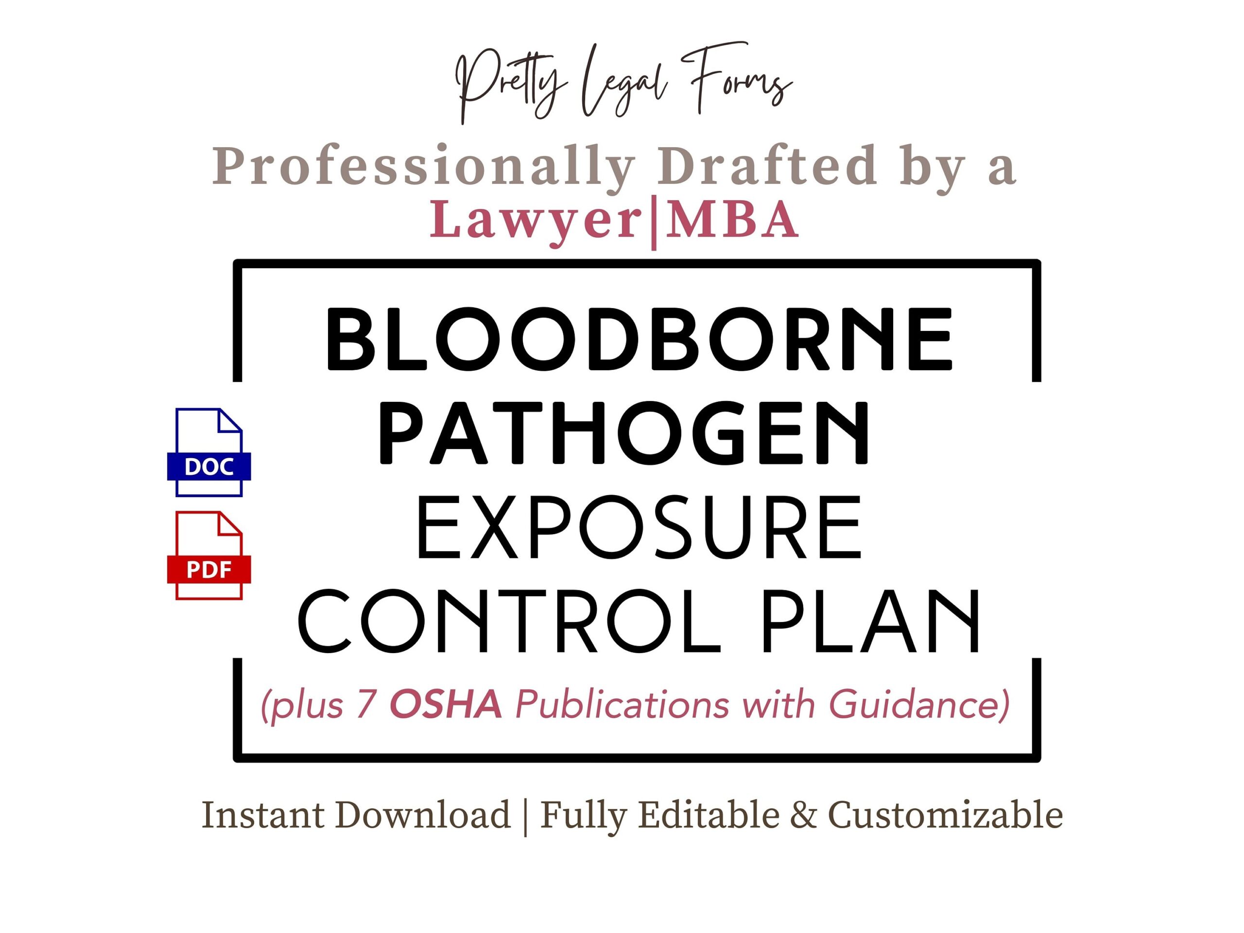 Bloodborne Pathogen Exposure Control Plan OSHA Compliance Medical 