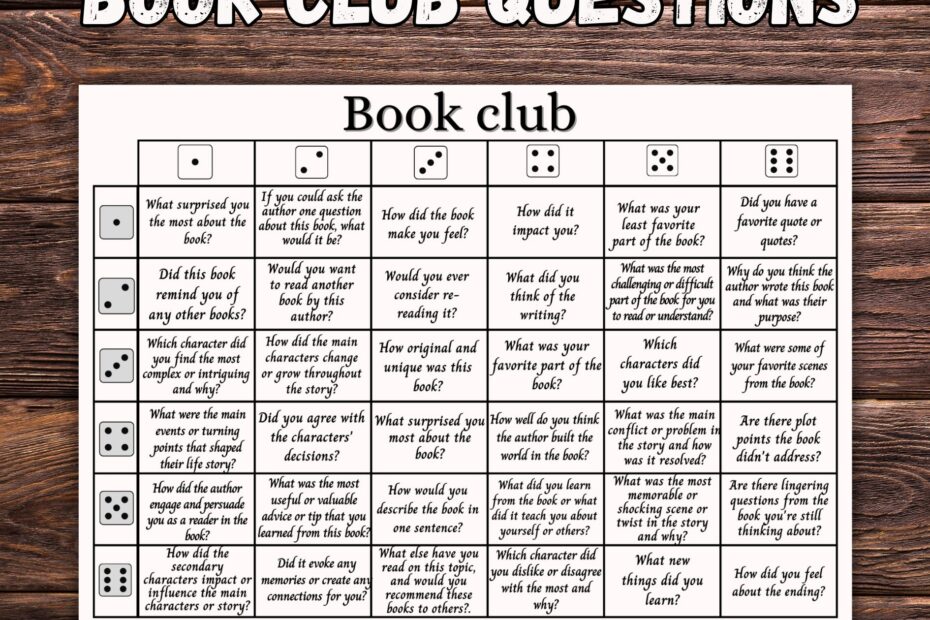 Book Club Discussion Questions Printable Bookclub Cards Discussion Prompts Book Club Gift Book Review Dice Game Get To Know You Etsy