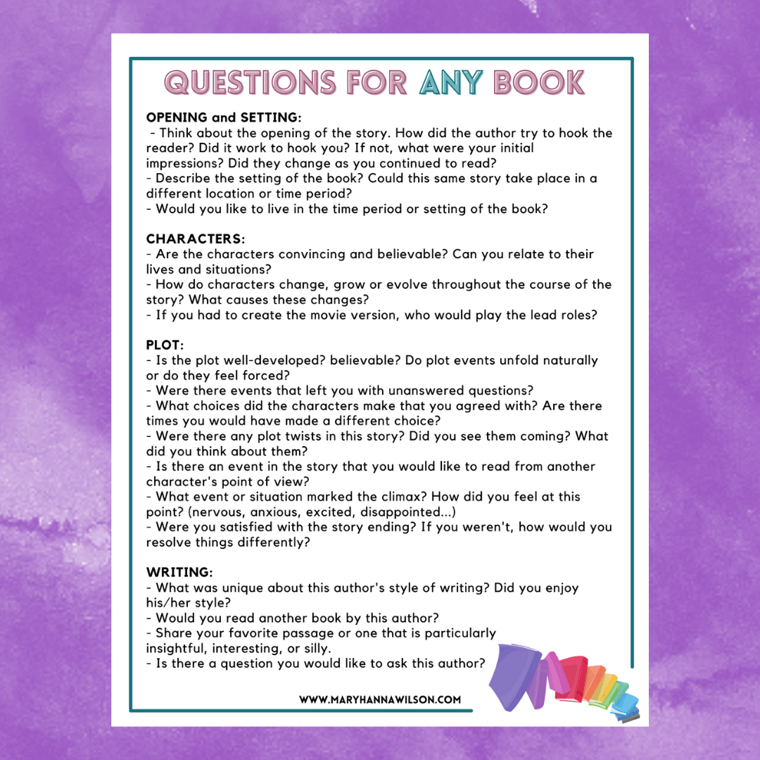 printable book club discussion questions