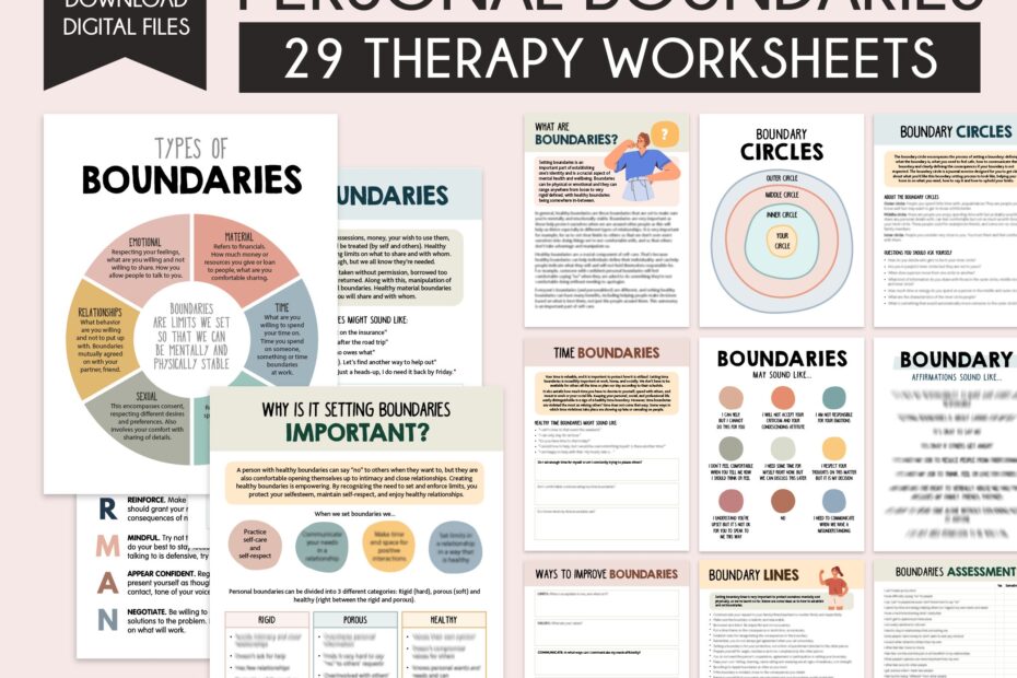 Boundaries Workbook Personal Boundaries Worksheets Setting Healthy Boundaries Self Help Self Love Journal DBT Bundle CBT Coping Skills Etsy UK