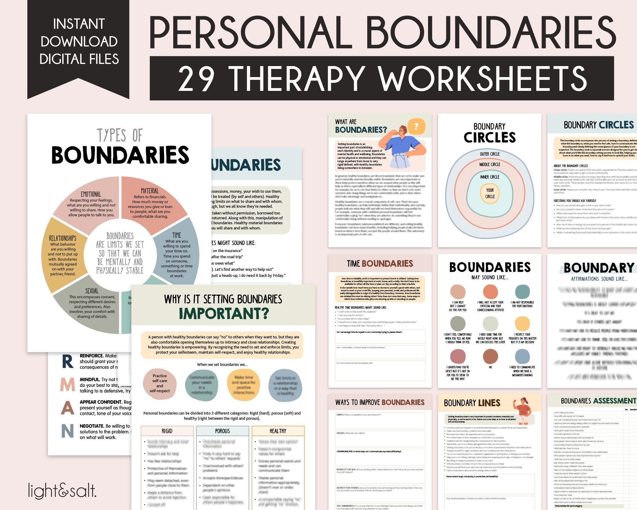 Boundaries Workbook Personal Boundaries Worksheets Setting Healthy Boundaries Self Help Self Love Journal DBT Bundle CBT Coping Skills Etsy UK