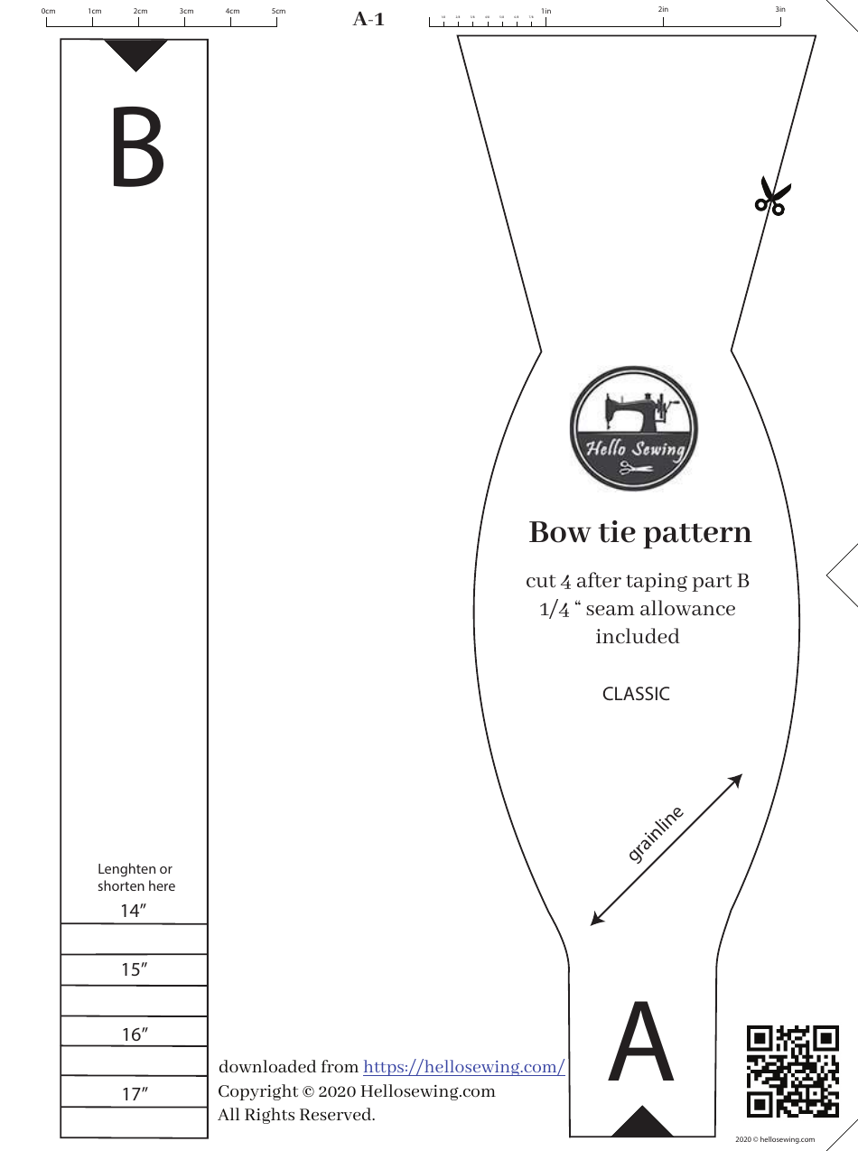 Bow Tie Sewing Pattern Templates Download Printable PDF 