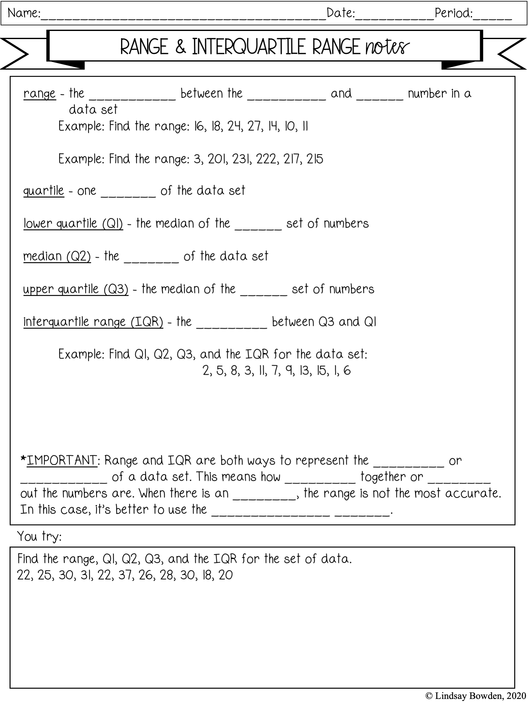 box & whisker plot worksheet