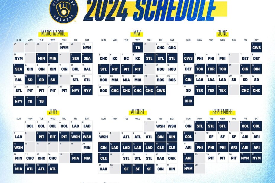 Brewers Announce 2024 Regular Season Schedule Milwaukee Record