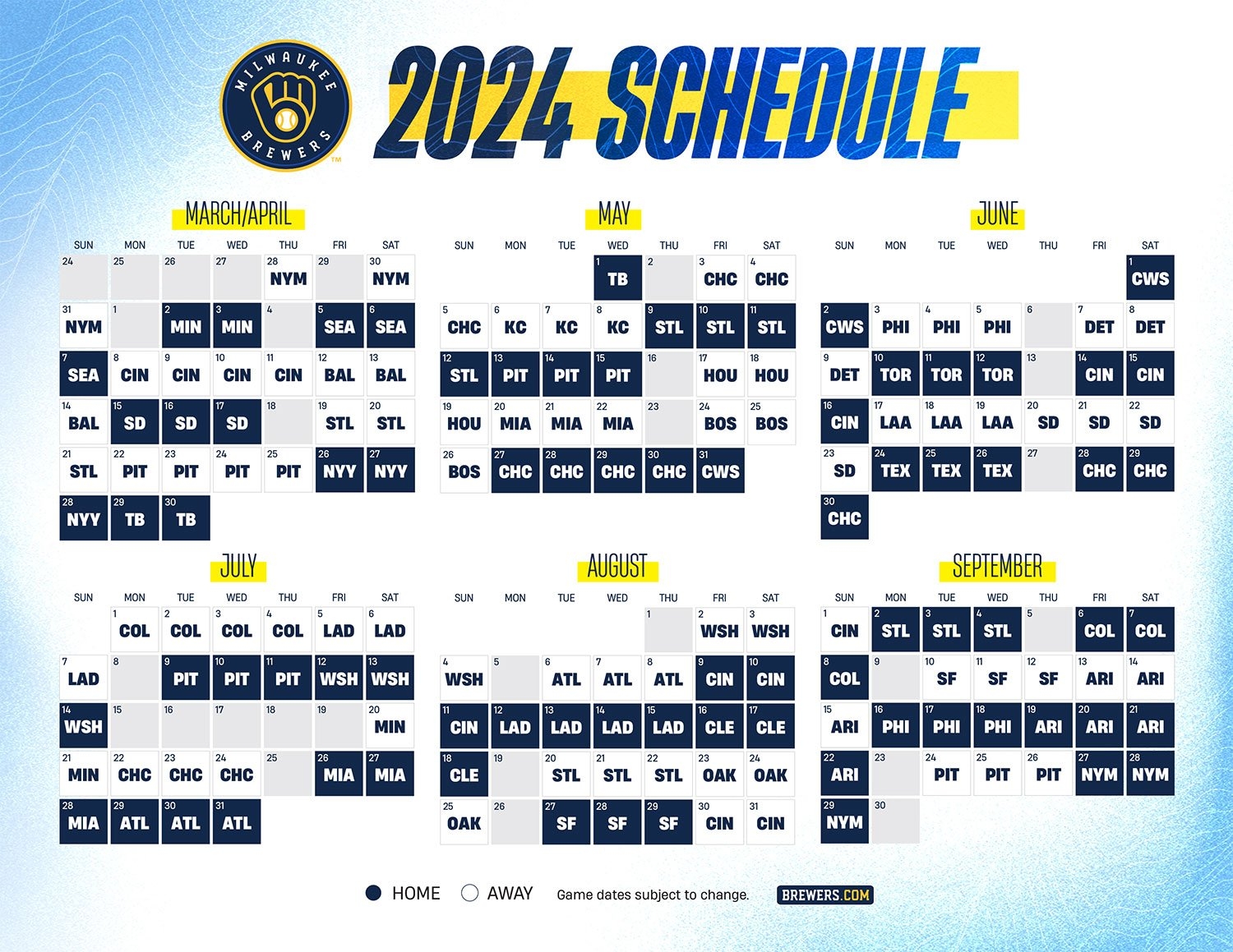Brewers Announce 2024 Regular Season Schedule Milwaukee Record
