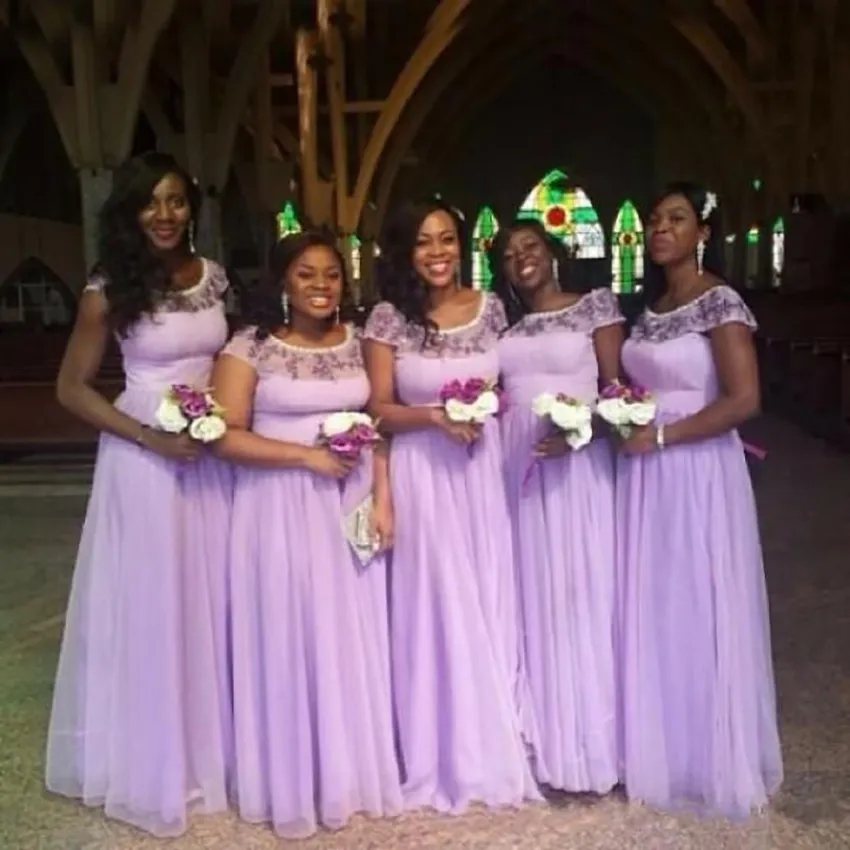 Bridesmaid Dresses Lavender Color Elegant Lilac Long Formal Dress With Scoop Neck And Short Sleeves Perfect As Lavender Bridesmaid Dress Or Lilac 