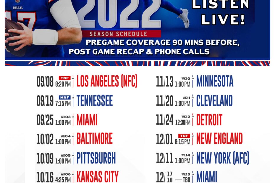 Buffalo Bills Printable Schedule I 100
