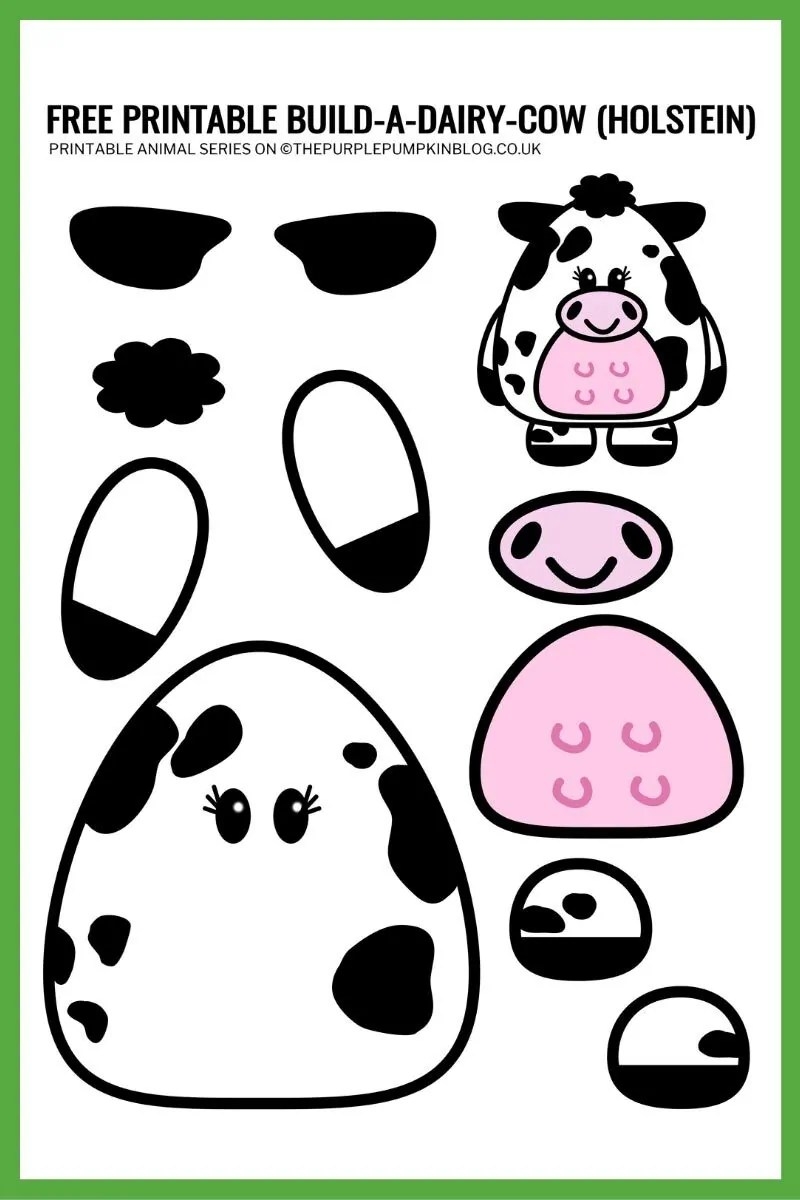 Build A Cow Holstein Dairy Cow U0026 Bull Free Printable Templates 