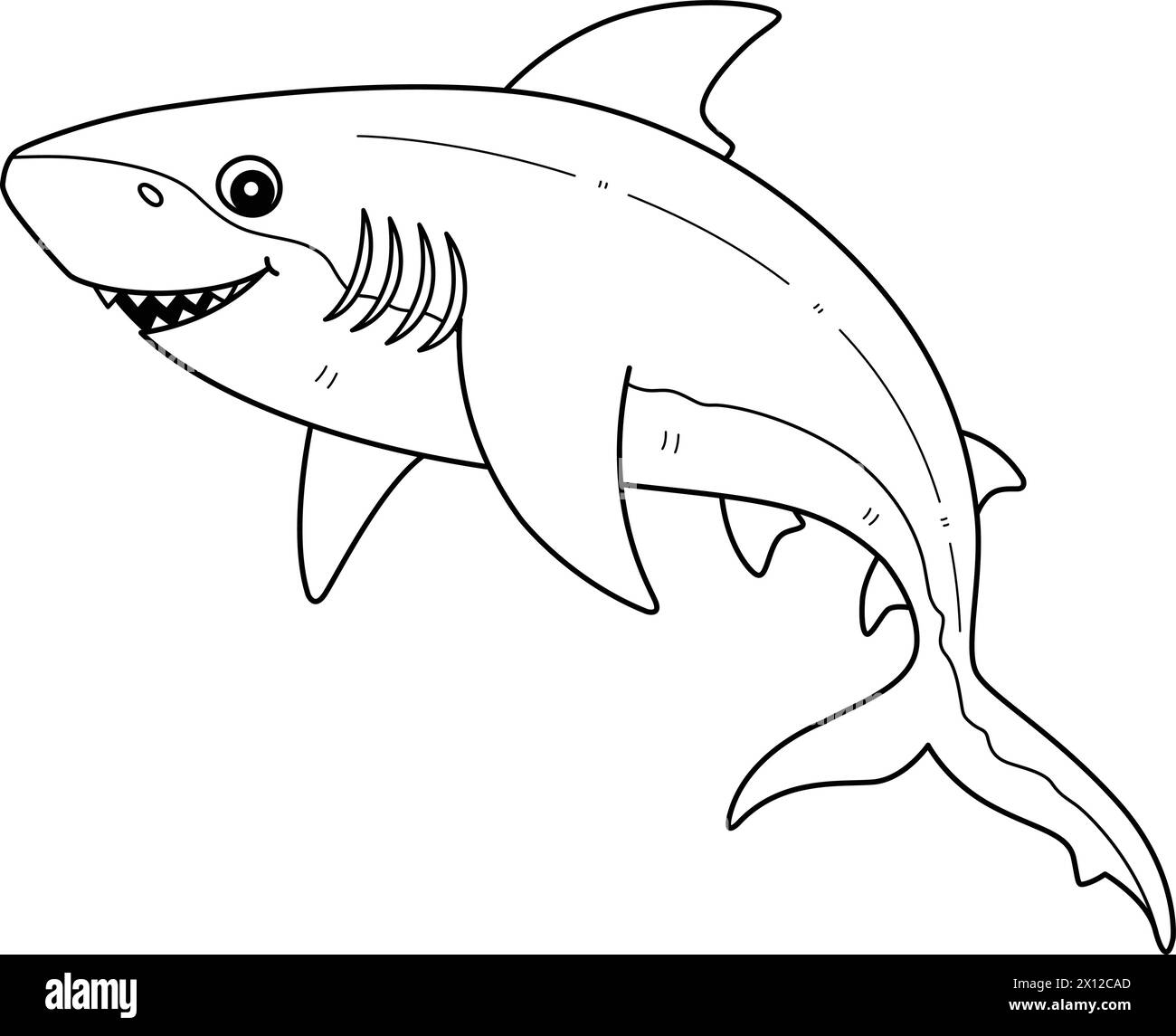 Bull Shark Isolated Coloring Page For Kids Stock Vector Image 