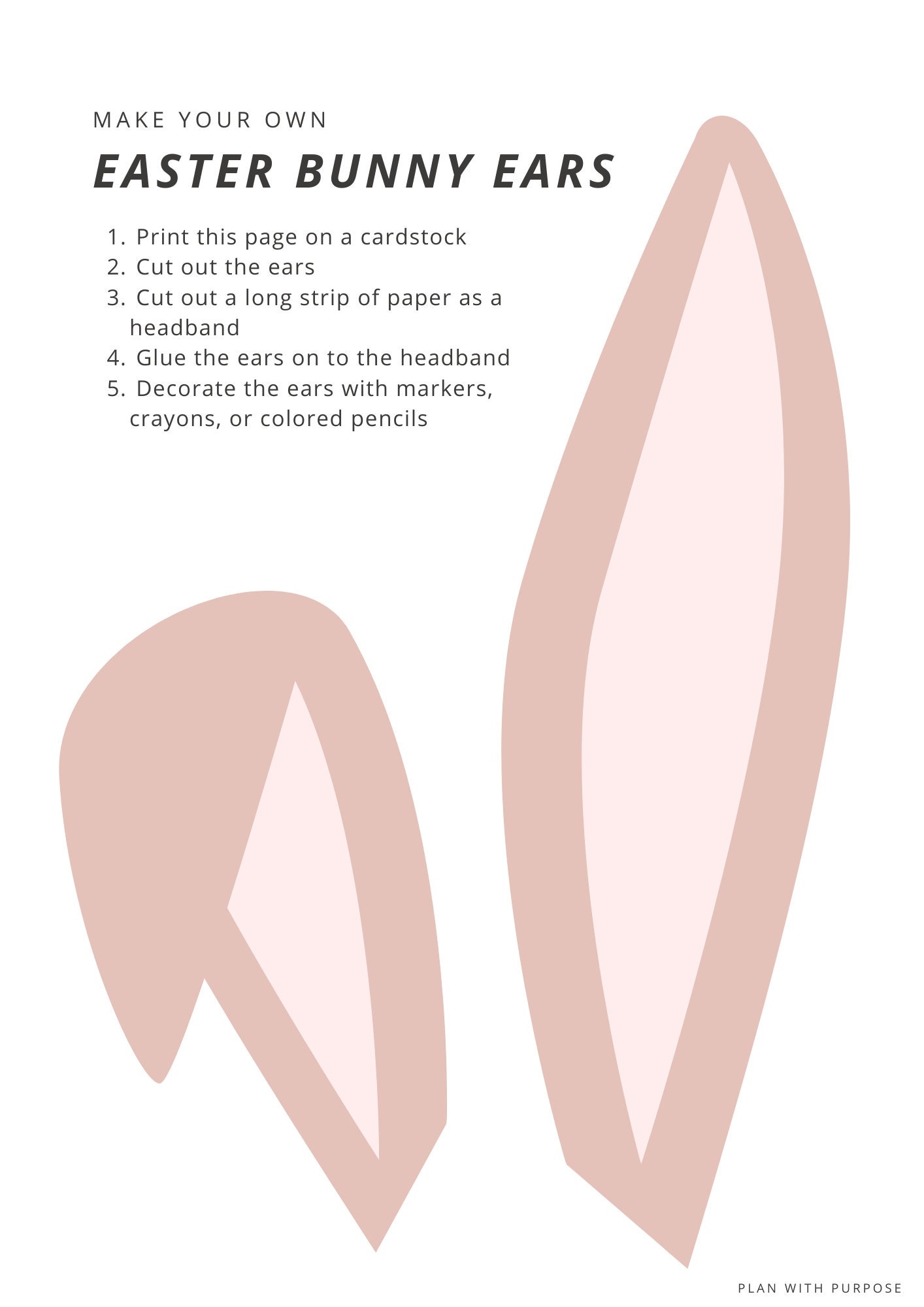Bunny Ears Printable Create Your Own Bunny Ears Easter Party Craft Kids Activities Template Etsy