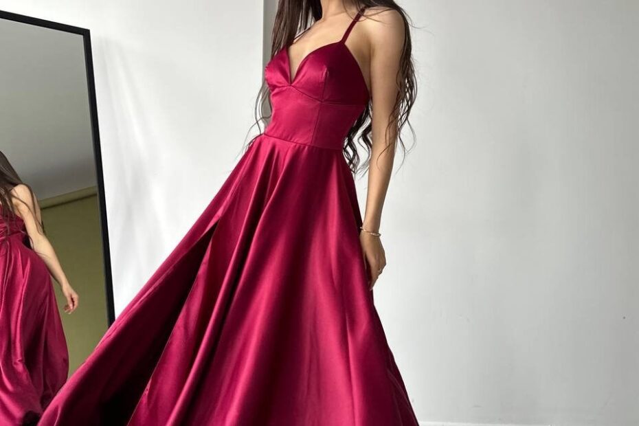 Burgundy Prom Dress Burgundy Evening Dress Burgundy Satin Dress