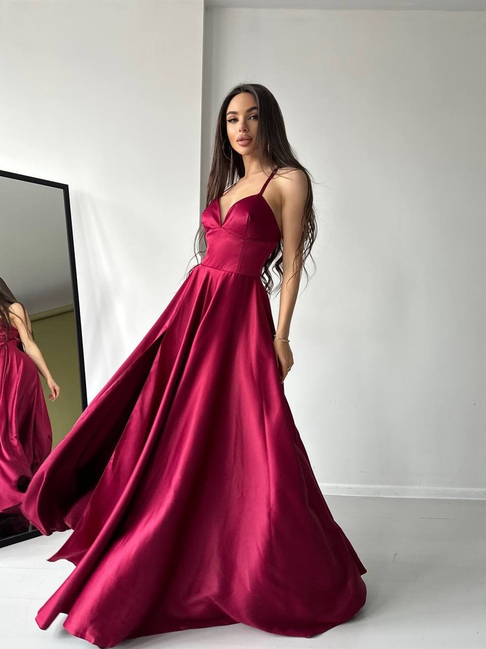 Burgundy Prom Dress Burgundy Evening Dress Burgundy Satin Dress 