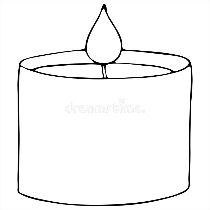 Burning Candle Coloring Book Doodle Style Vector Element Stock 