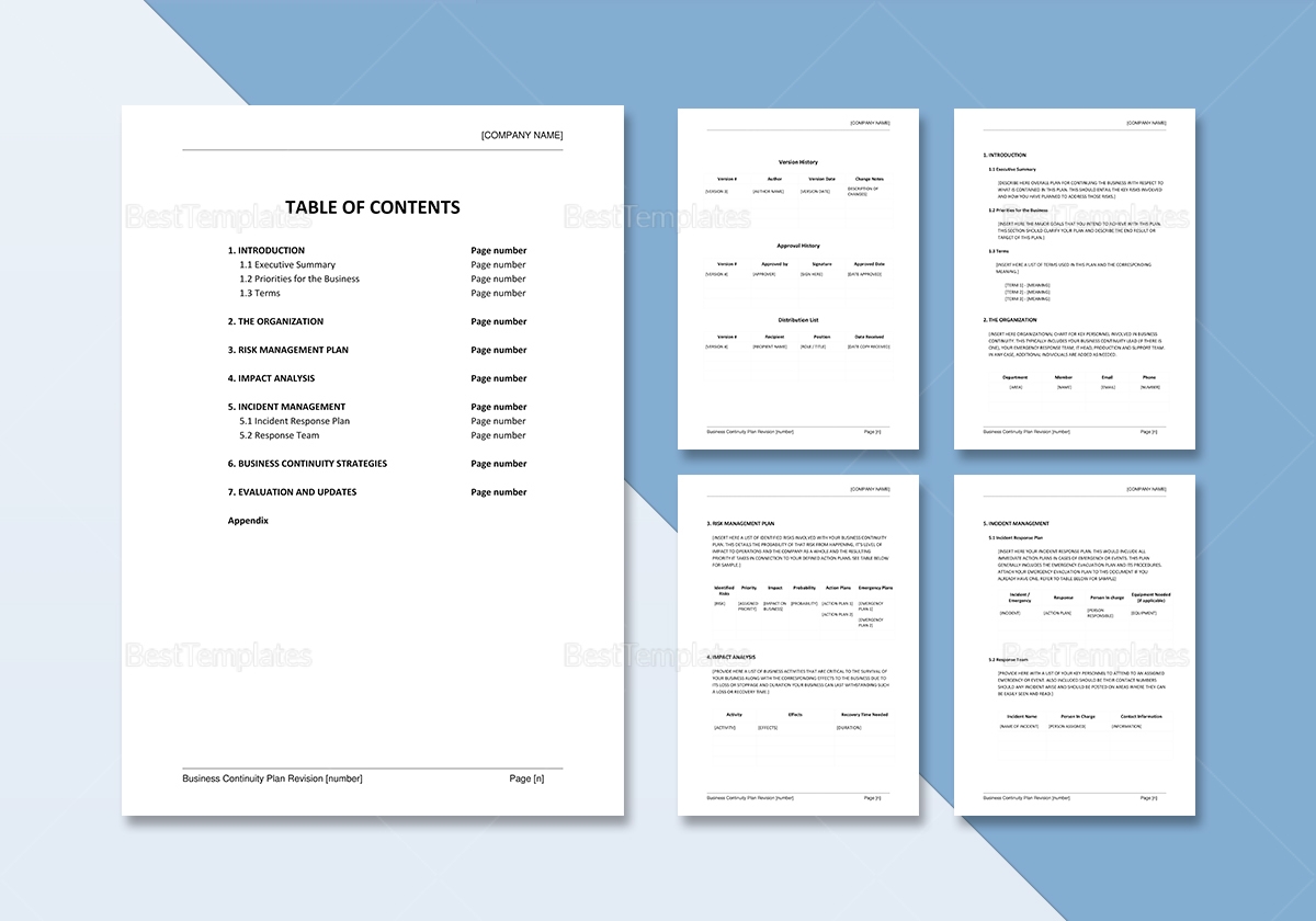 Business Continuity Plan Template In Word Google Docs Apple Pages