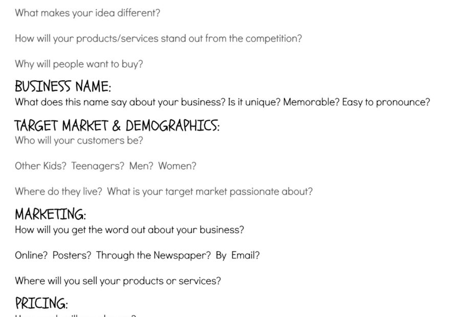 Business Ideas For Kids Series Writing A Business Plan