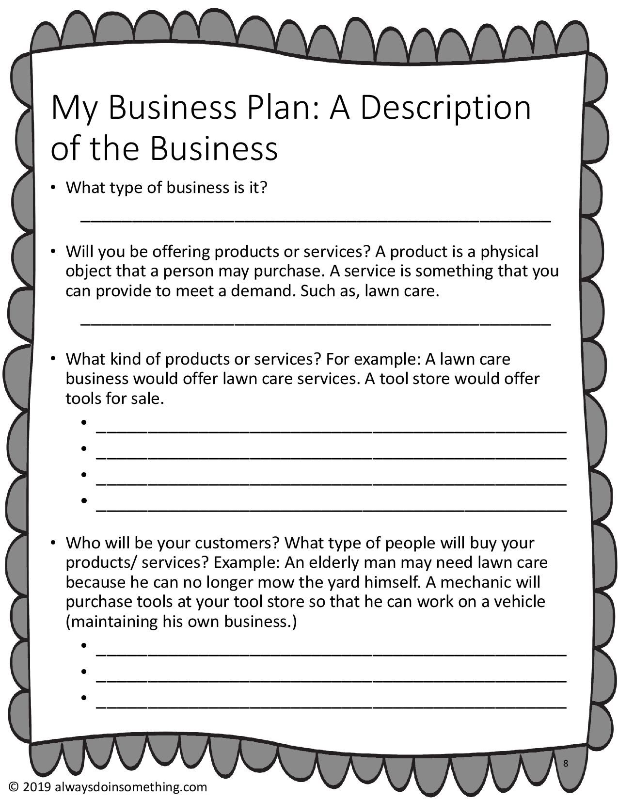 business plan for kids template