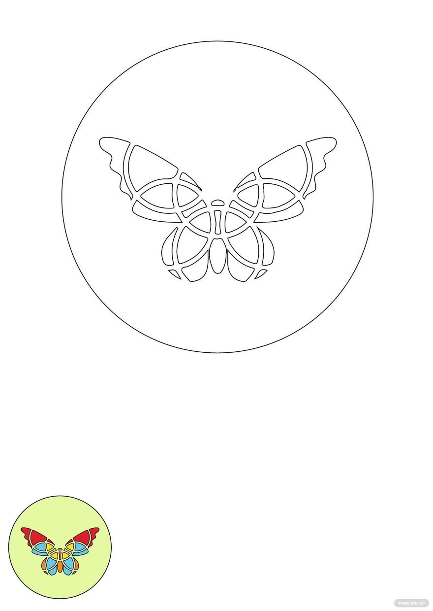Butterfly Mosaic Coloring Page In PDF Download Template
