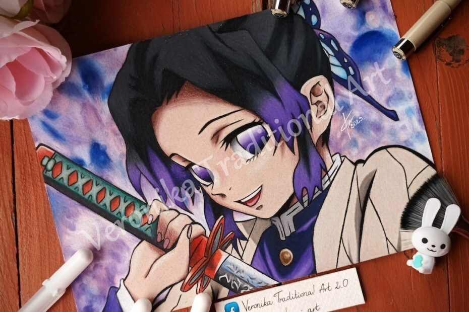 Buy Anime Colored Pencil Drawing Realistic As A PRINT Demon Pillar Hashira Swordsman Sh1nobu Gift For Christmas Birthday Fanart Game Room Online In