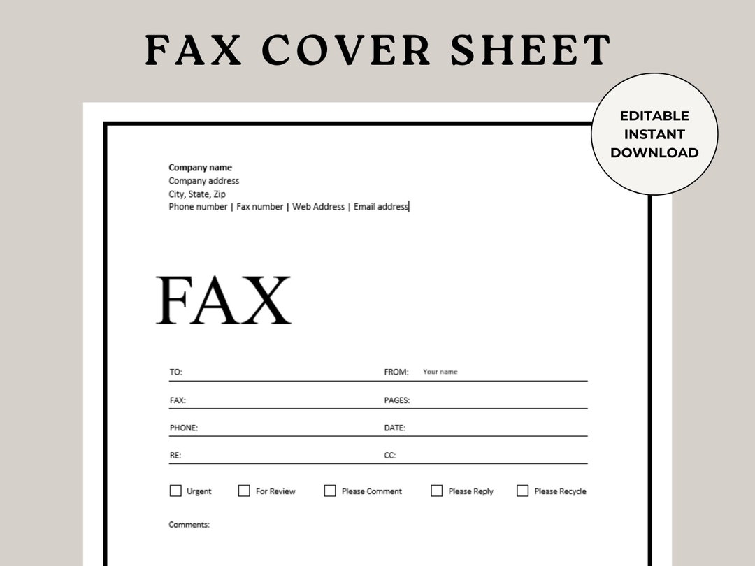 printable template for fax cover sheet