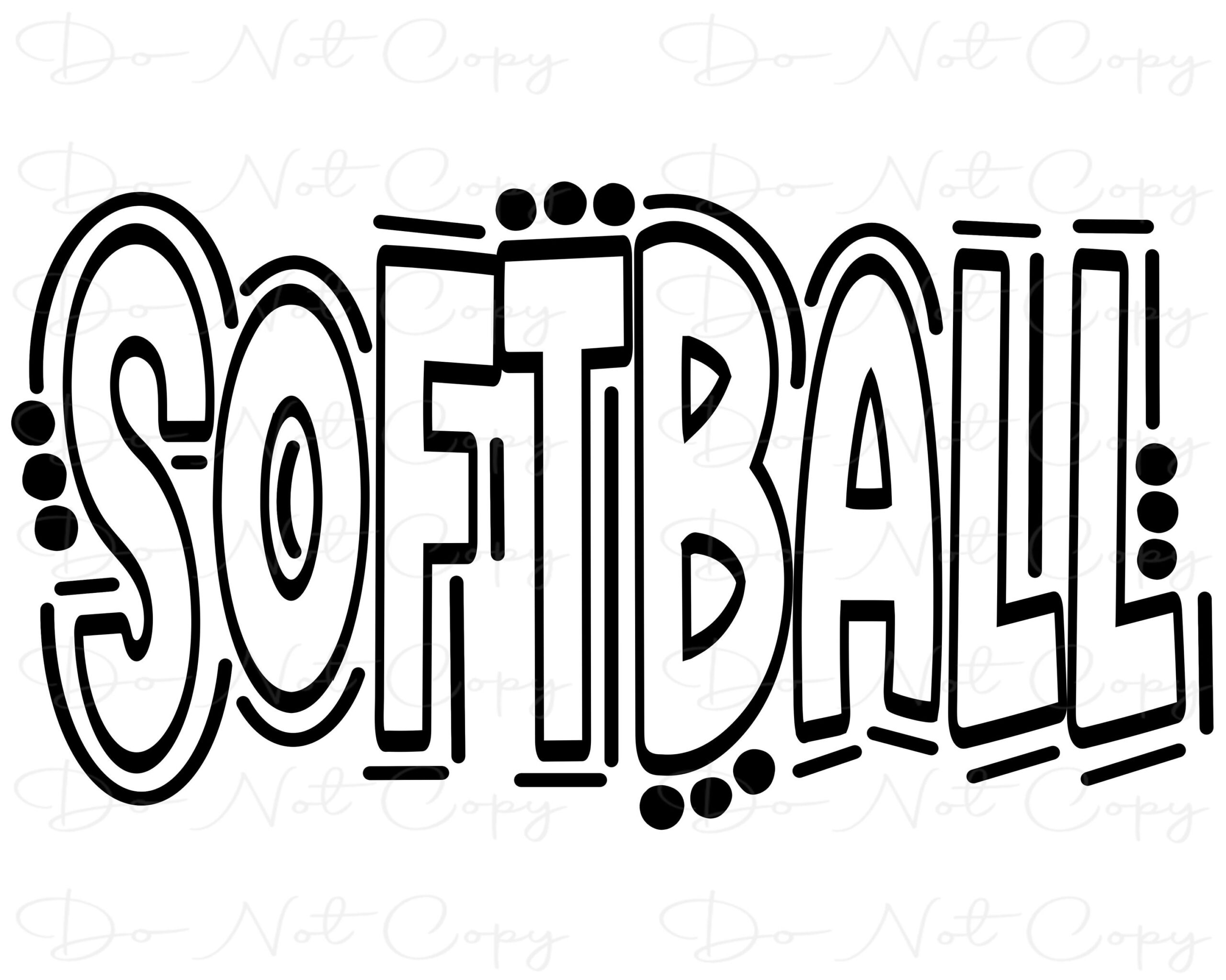 Buy SOFTBALL Doodle Word Sublimation PNG And SVG Digital 