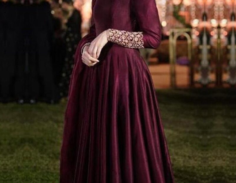 Buy Wine Color Silk Wedding Eid Anarkali Suit With Zardosi Work Online LSTA00007 Andaaz Fashion