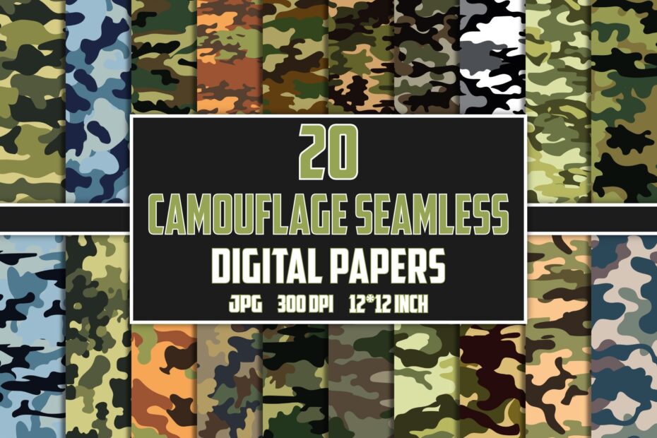 Camouflage Digital Paper Camouflage Seamless Patterns Camouflage Pattern Camouflage Printable Camouflage Clipart Camouflage Scrapbook