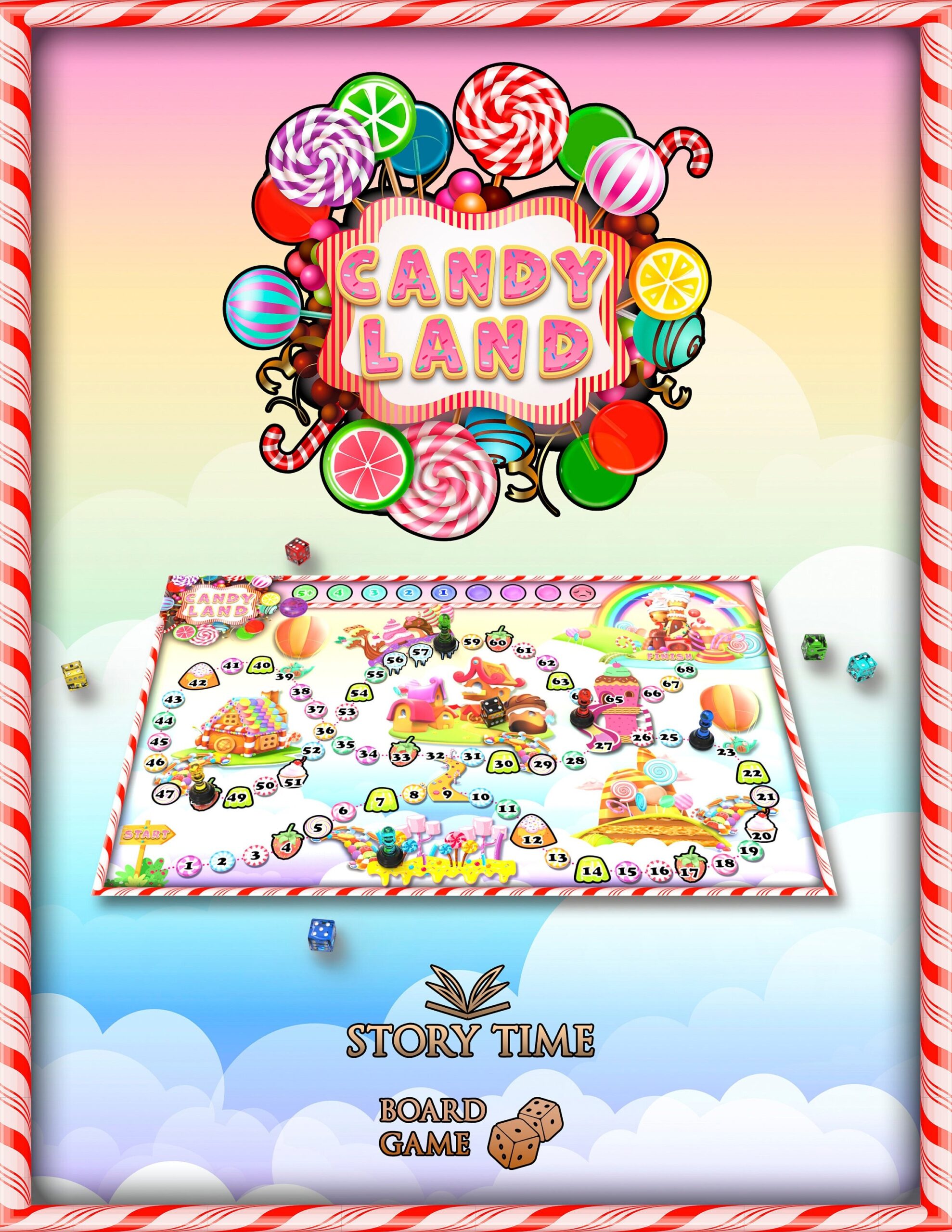 Candy Land Board Game Sweets Printable Board Game Cooperative Board Game Family Party Board Game Candy Board Game For Kids Candyland Etsy