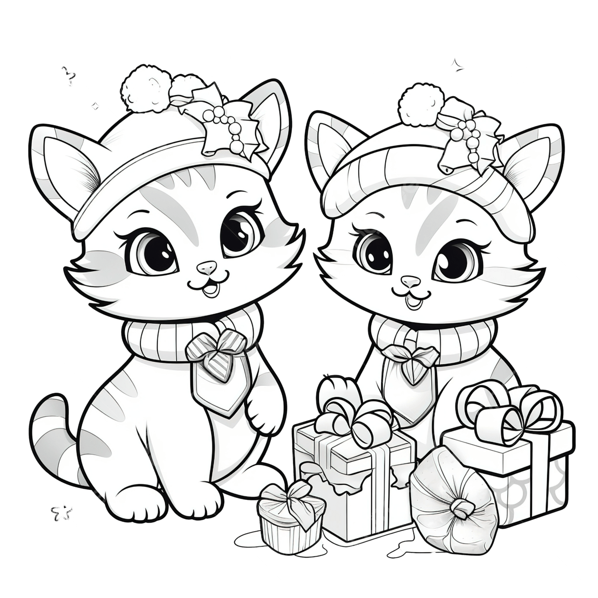 christmas cat coloring page