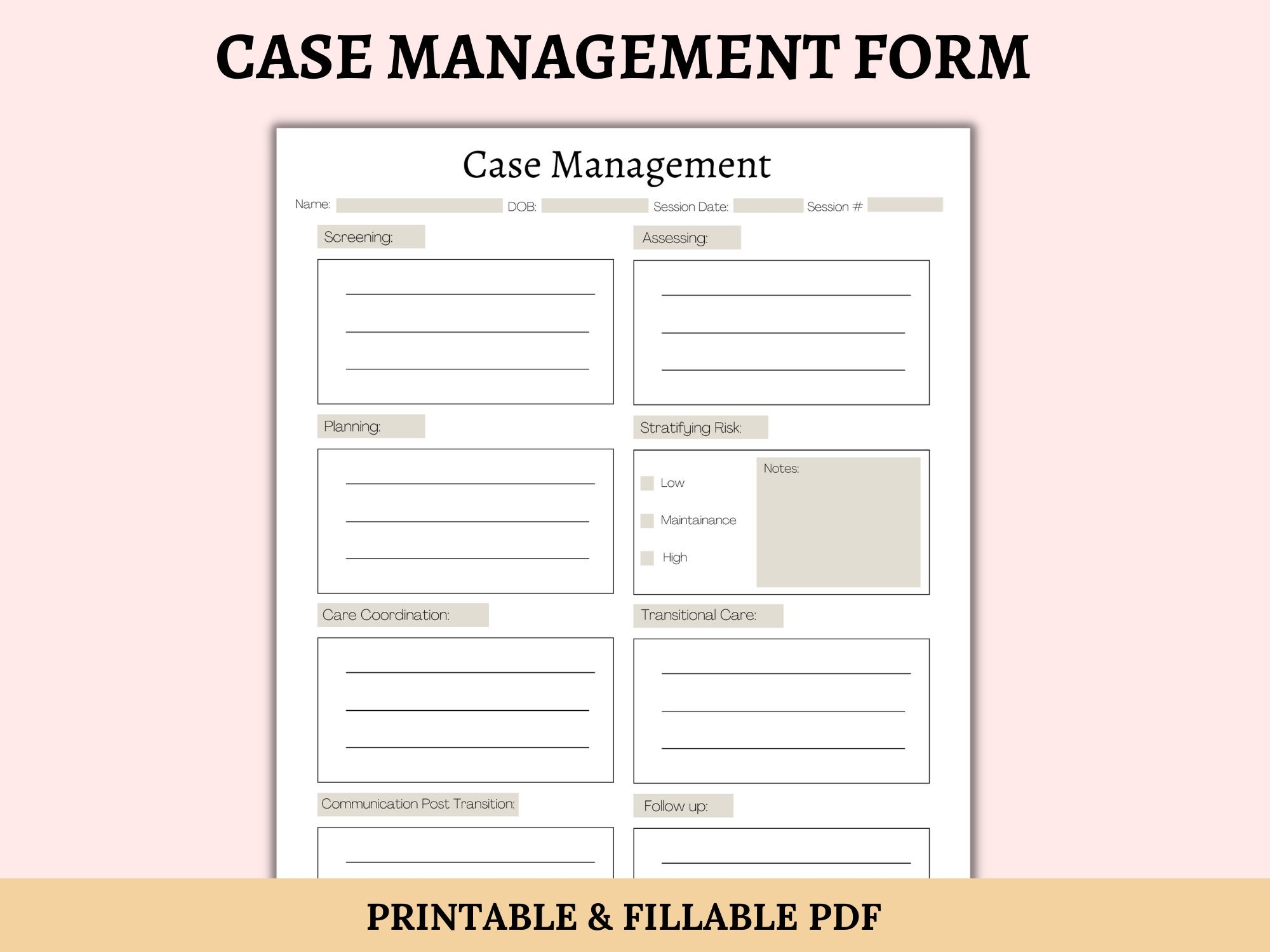Case Manager Progress Notes Client Notes Case Notes Counseling Notes Fillable U0026 Printable Template Mental Health Notes Client Form Etsy