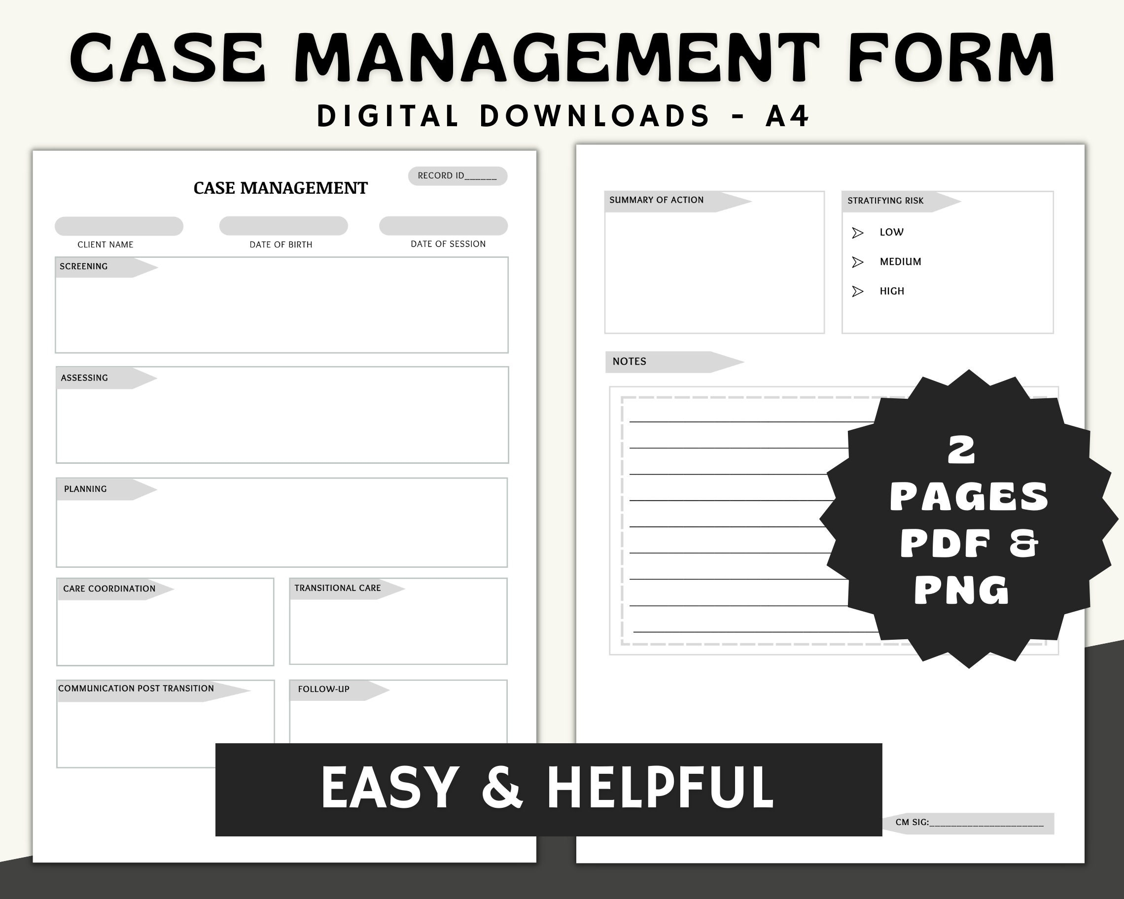 Case Managment gray Client Case Identifier Printable Form Legal Representation Template Case Management Template Plan Of Action Etsy