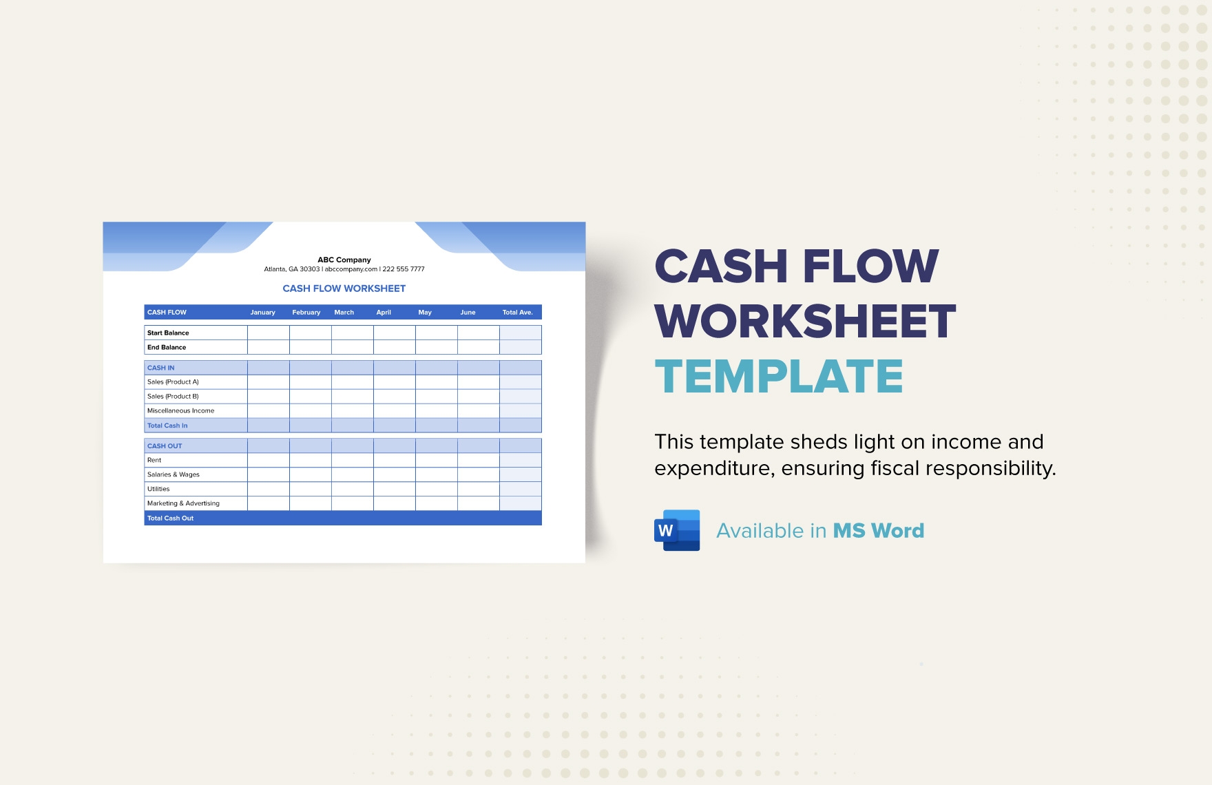 cash flow worksheet