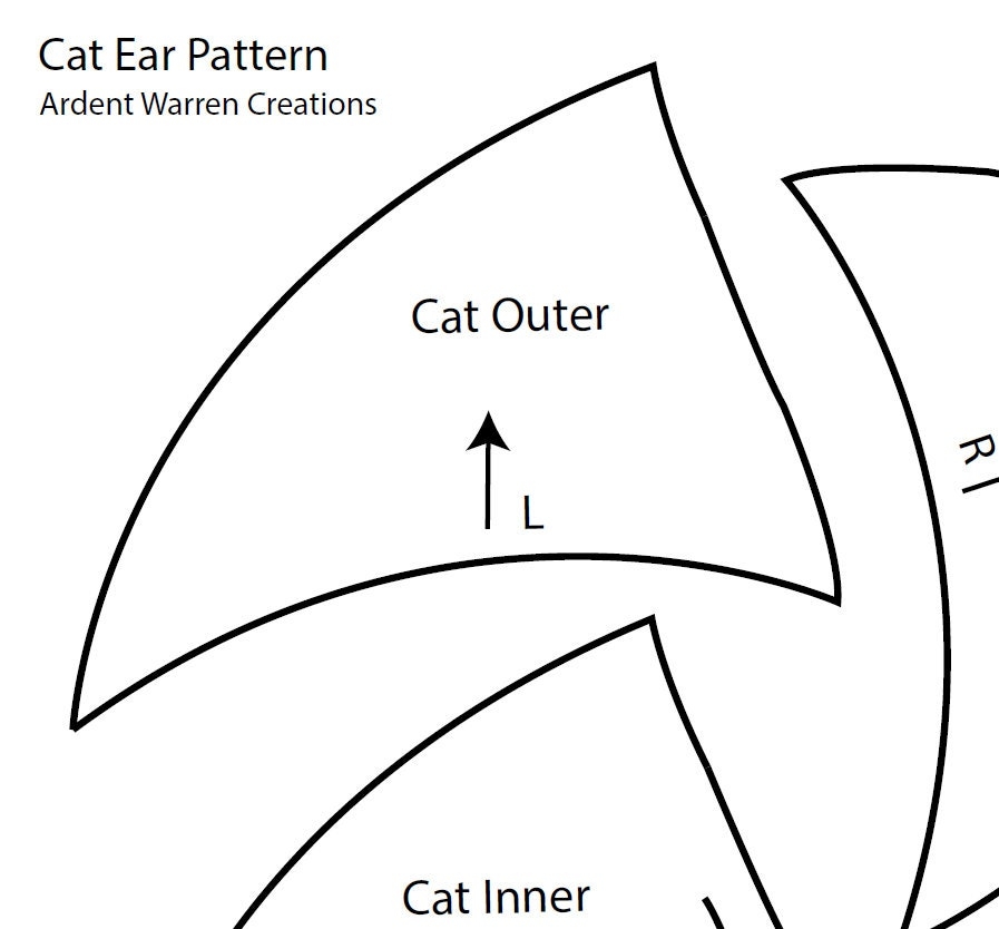 Cat Ear Pattern For Making Faux Fur Costume Ears Etsy