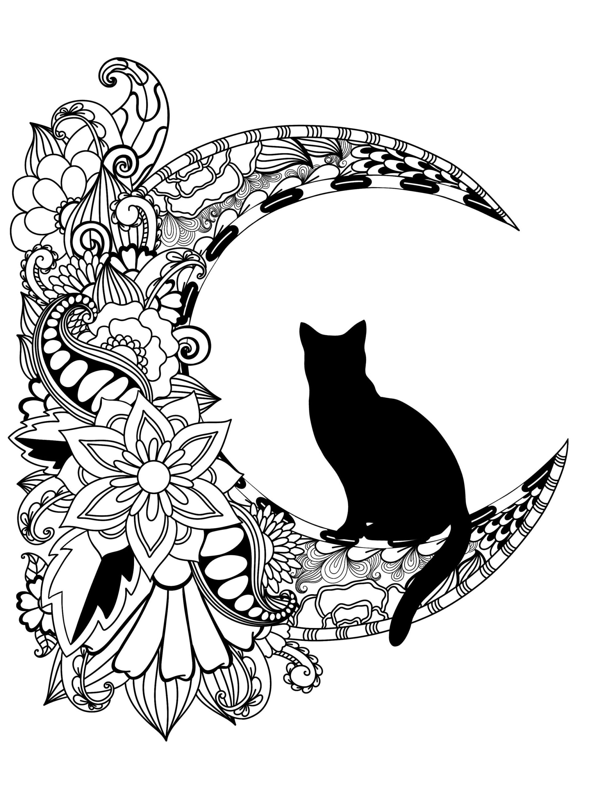 coloring page black cat