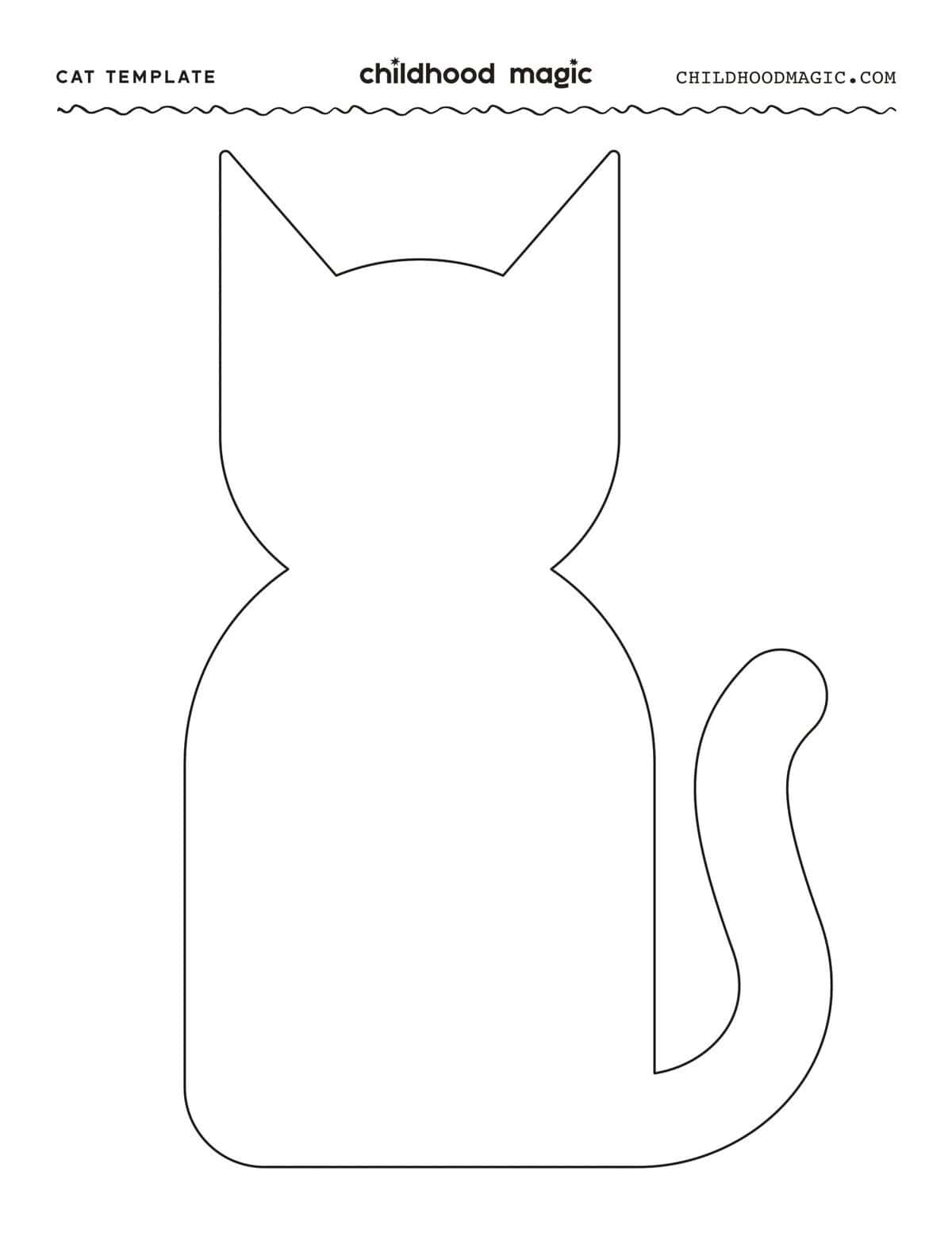 Cat Template Printable Coloring Page Childhood Magic