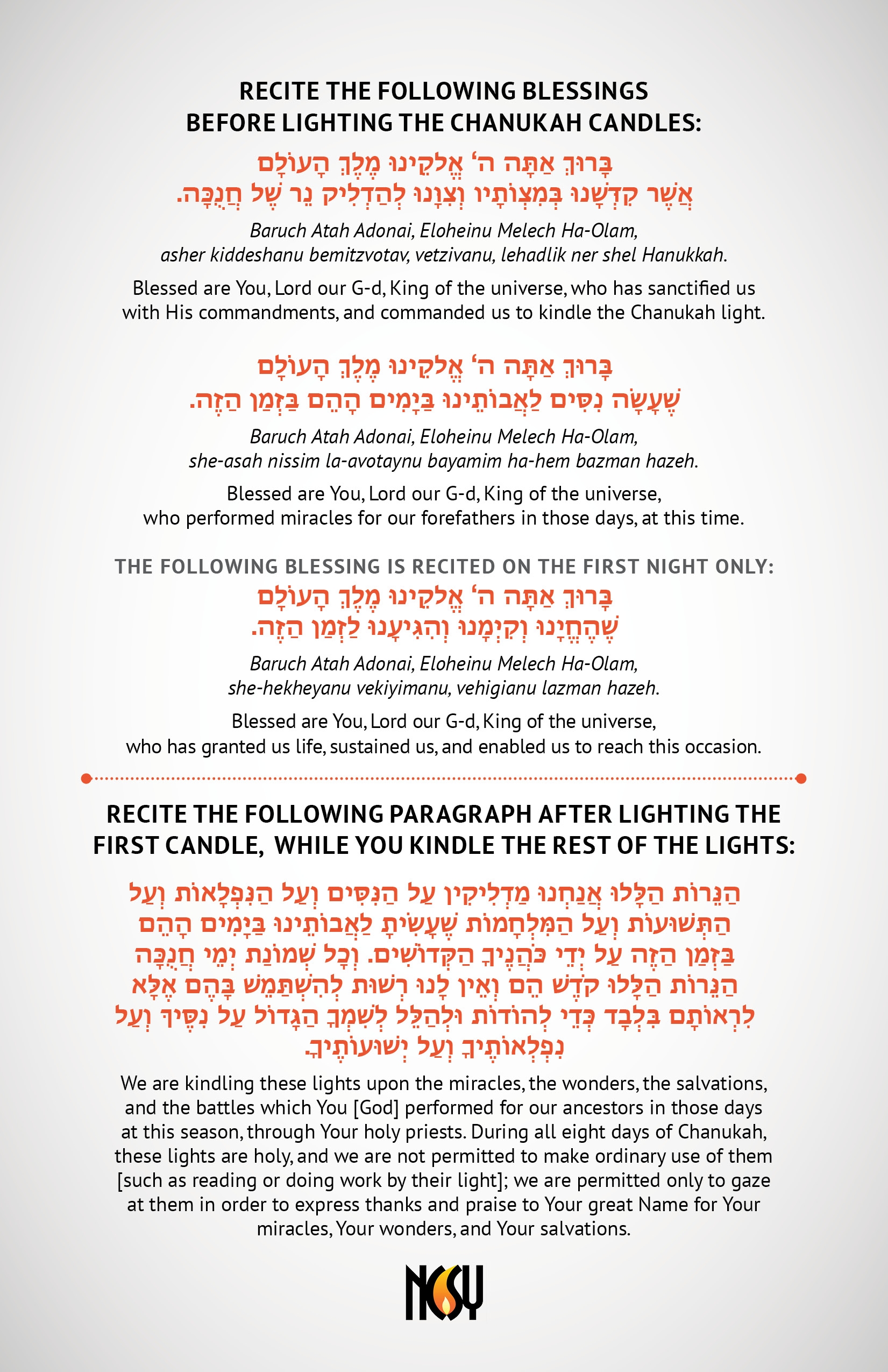 Chanukah Blessings Card Education