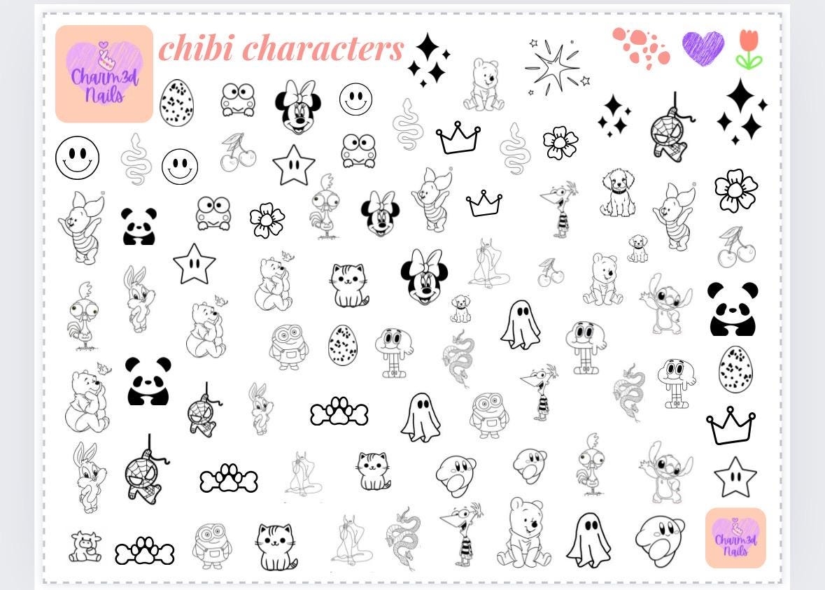 Charm3d Nails Nail Art Practice Sheet Printable PDF Nail Art Guide Nail Art Stencil Nail Art Templates Easy Nail Art