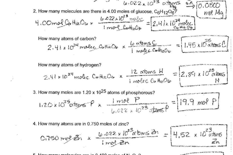 Chemistry Mole Conversions Worksheet Answer Key Exercises Worksheets Library