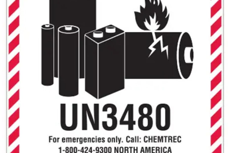 CHEMTREC UN3480 Lithium Battery Handling Marking 100mm X 100mm Paper