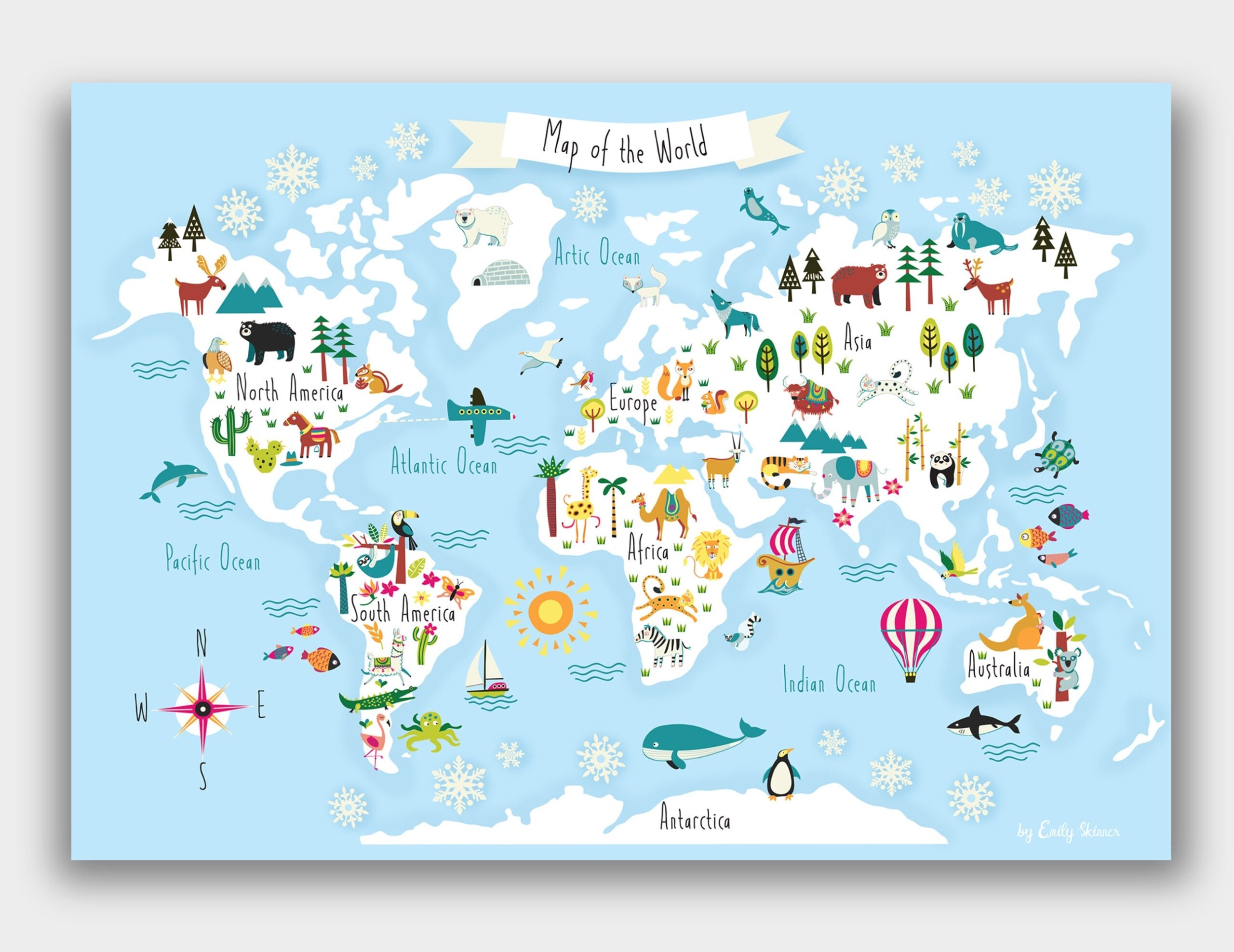 printable childrens world map