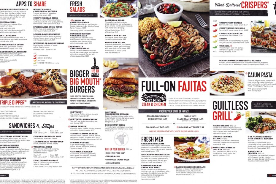 Chilis Menu Printable Printable Party Favors