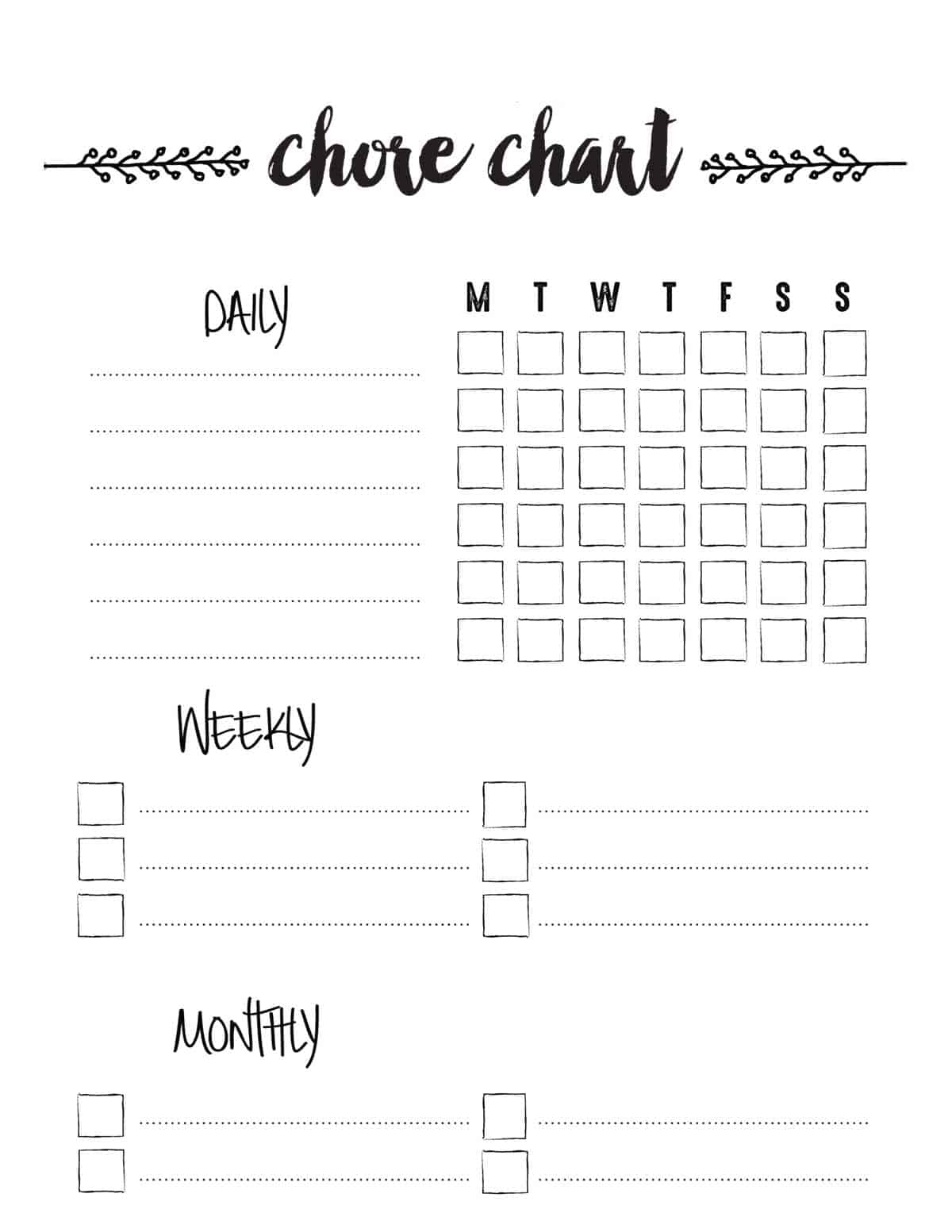 free printable responsibility chart