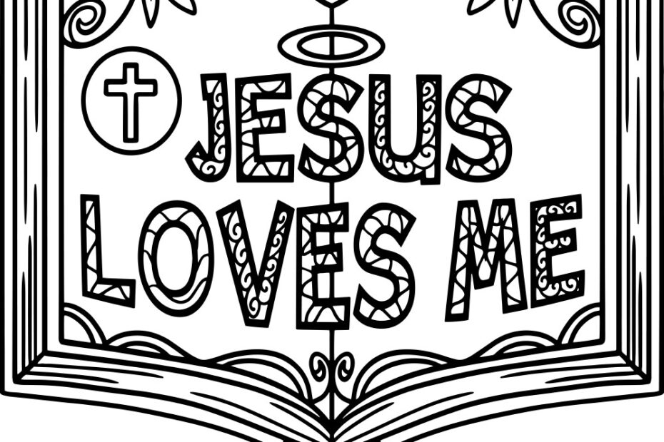Christian Jesus Loves Me Isolated Coloring Page Vector Image