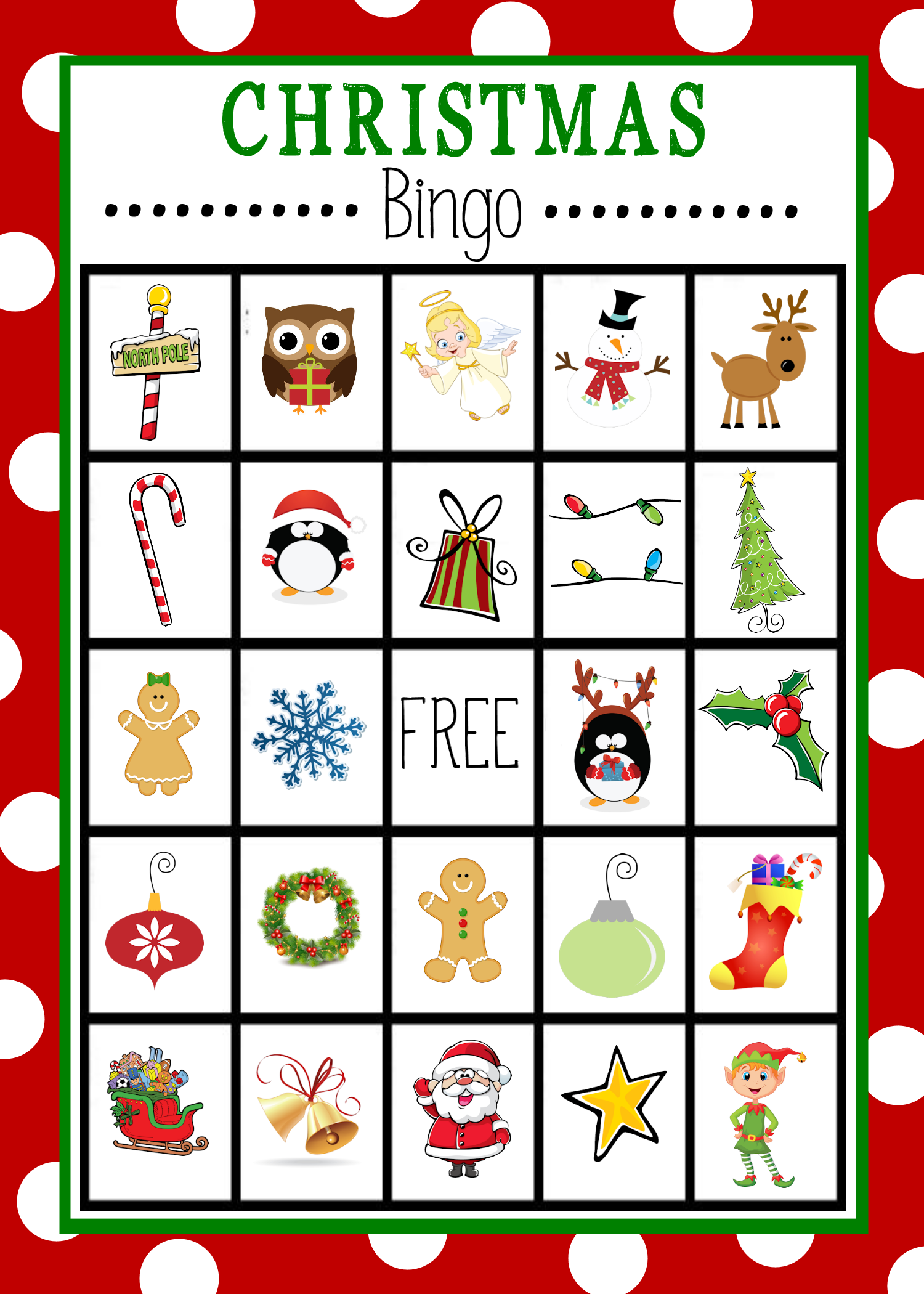 christmas bingo free printable cards